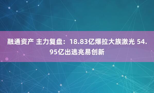 融通资产 主力复盘：18.83亿爆拉大族激光 54.95亿出逃兆易创新